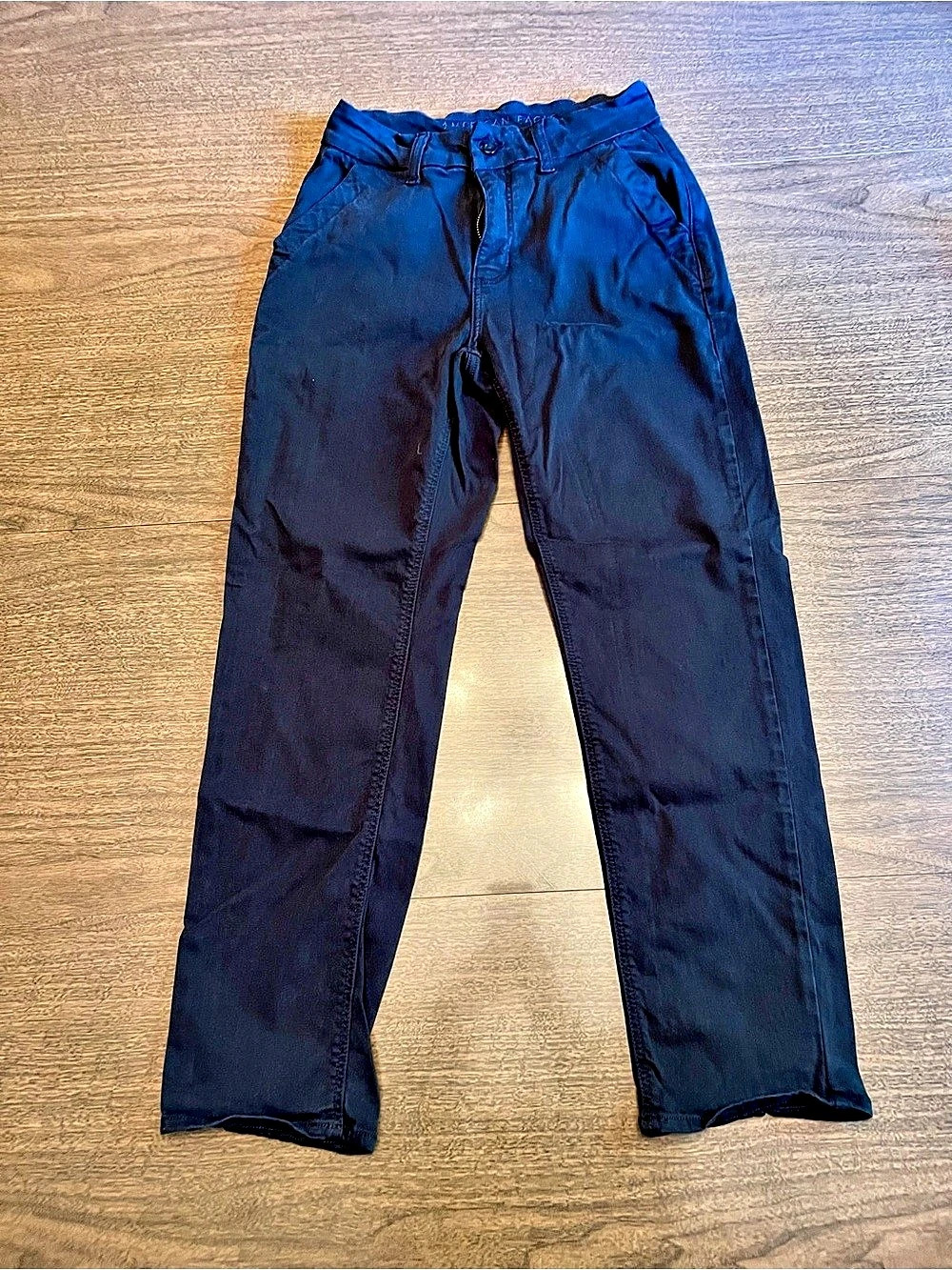 American Eagle Straight Leg Cotton Pants in Black Size 0 Short